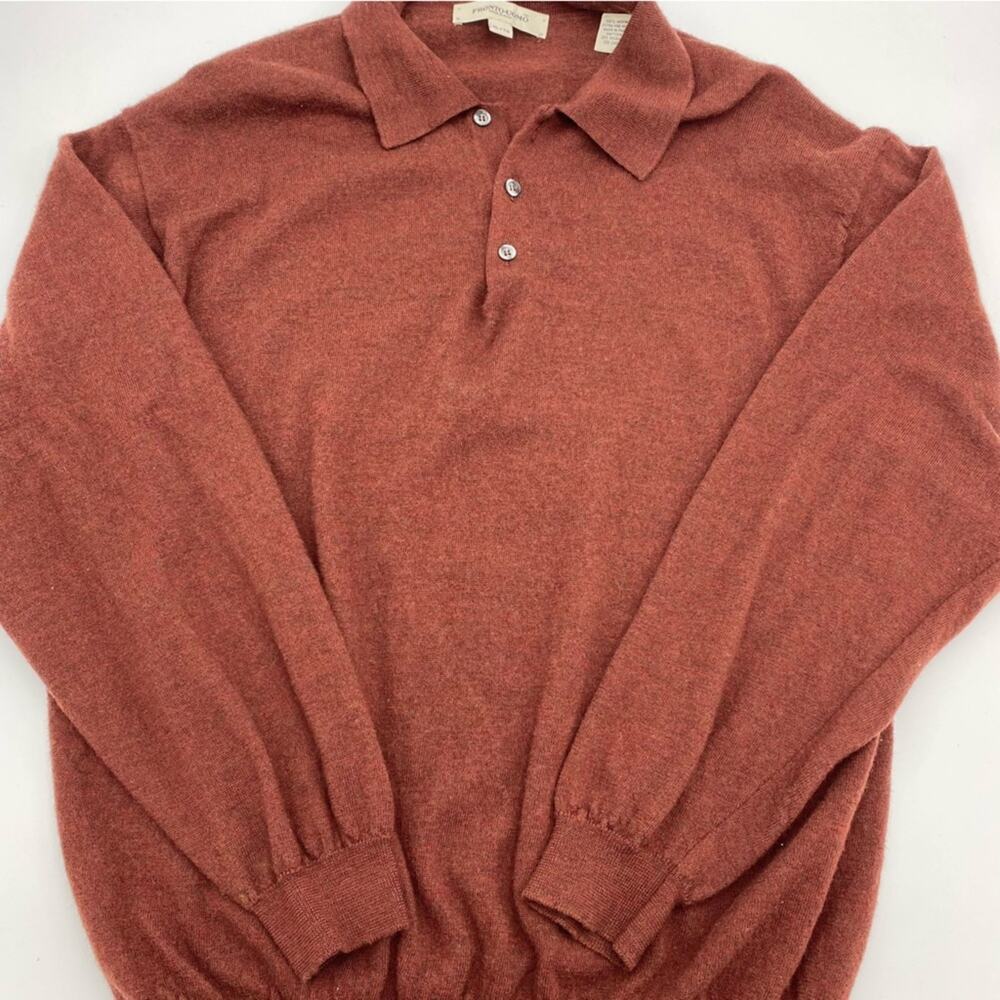 Pronto Uomo‎ Sweater Men’s XL Rust Red Merino Wool Pullover Quiet Luxury